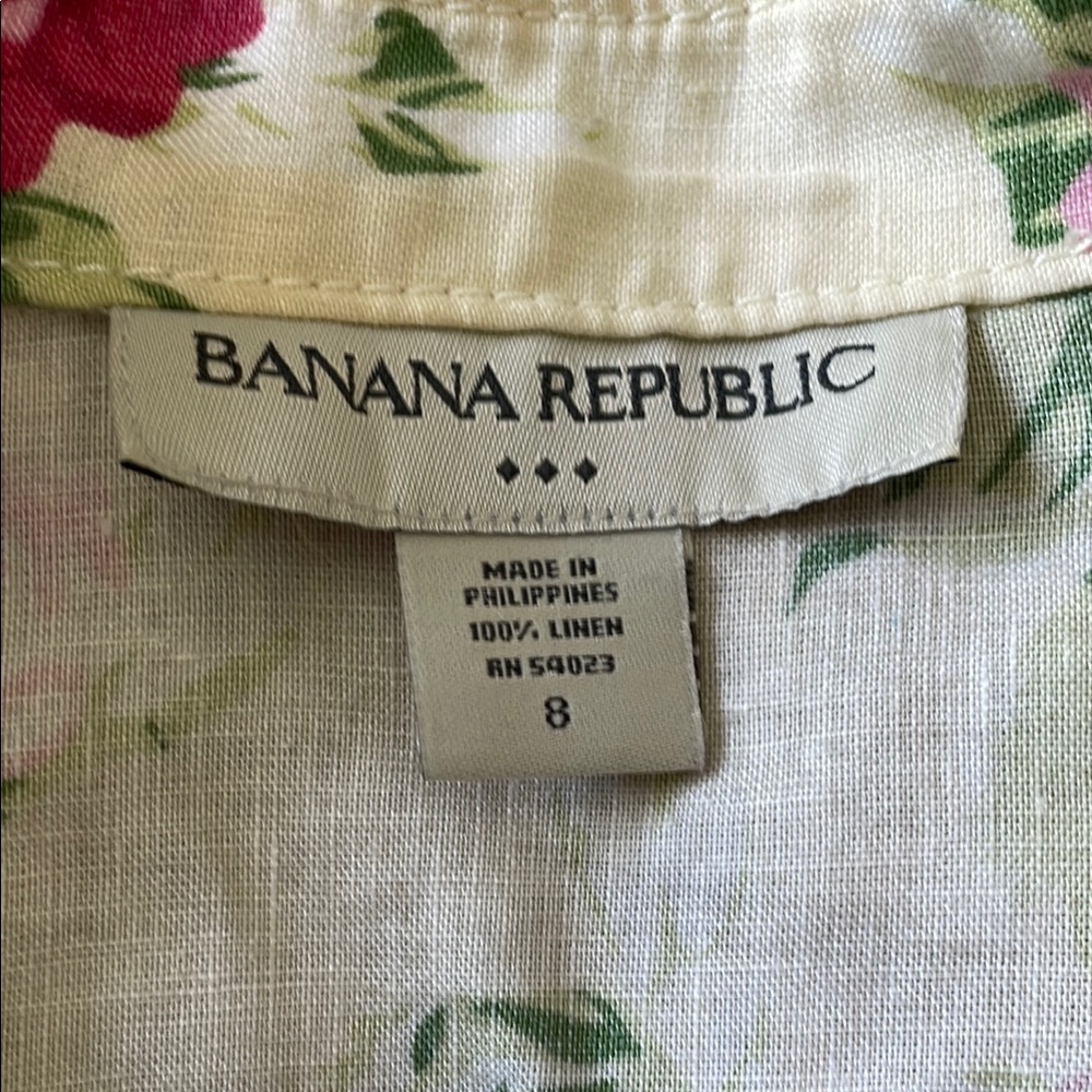 BANANA REPUBLIC Fabric Blazer Floral Linen Covered Buttons Cottagecore 8 - Picture 10 of 12